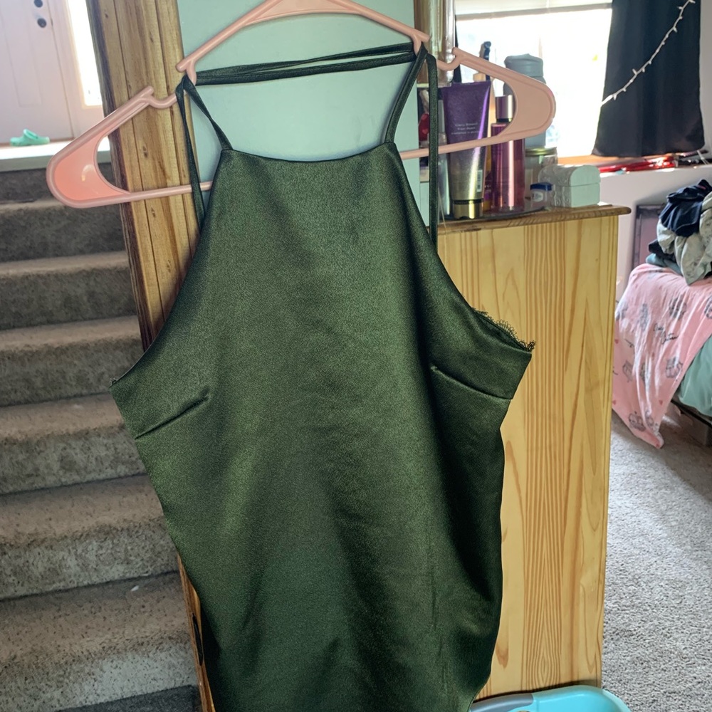 Gorgeous green tank top with lace button up back